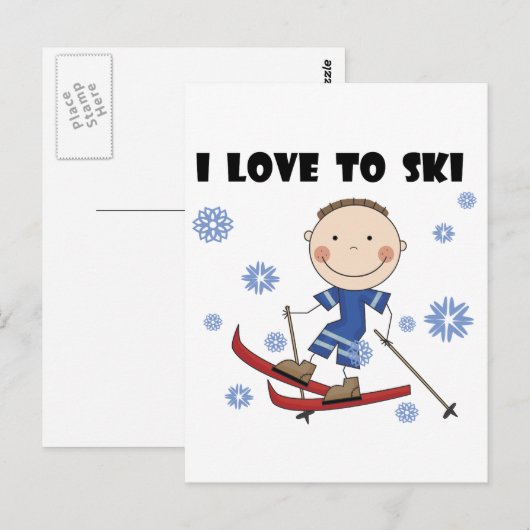 Ski - Jongen T-shirts en cadeautjes Briefkaart (Voorkant / Achterkant)