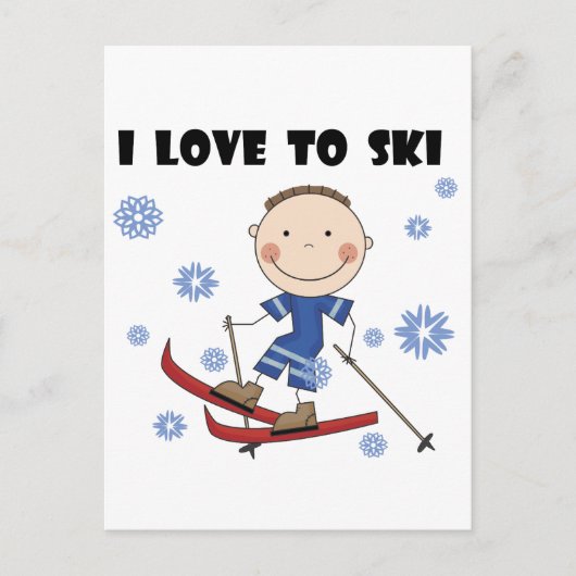 Ski - Jongen T-shirts en cadeautjes Briefkaart (Voorkant)