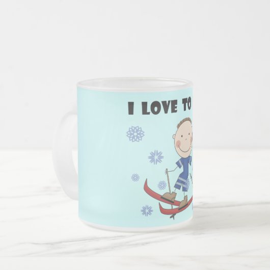 Ski - Jongen T-shirts en cadeautjes Matglas Koffiemok (Voorkant links)