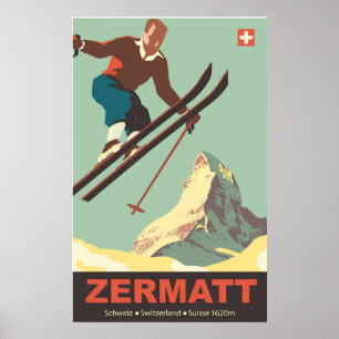 Ski Jump in Zermatt, Zwitserland Poster