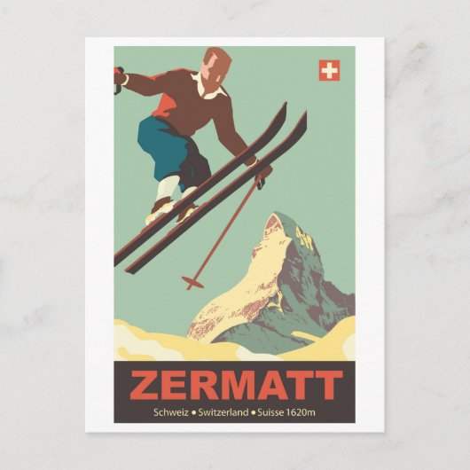 Ski Jump op Zermatt, Zwitserland Briefkaart (Voorkant)