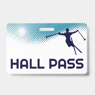 Ski Jump Teacher Hall Pass Badge
