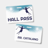 Ski Jump Teacher Hall Pass Badge (Voor- en achterkant)