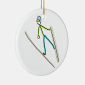 Ski Jumpende Stickman Keramisch Ornament (Rechts)
