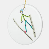 Ski Jumpende Stickman Keramisch Ornament (Links)