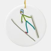 Ski Jumpende Stickman Keramisch Ornament (Achterkant)