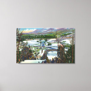 Ski Jumper gaat van de Olympische Ski Hill af Canvas Afdruk