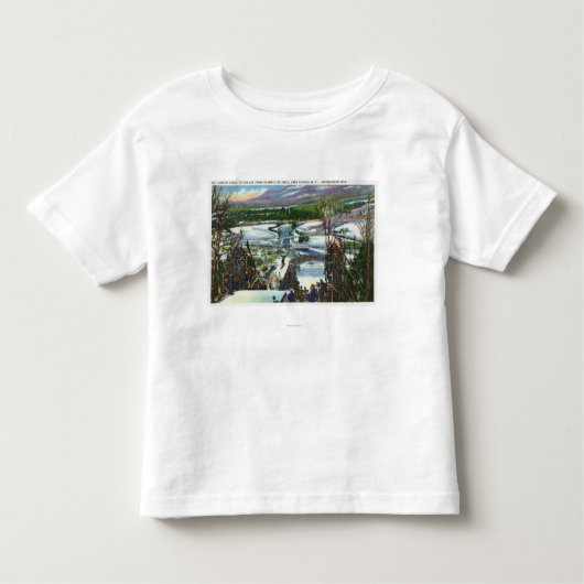 Ski Jumper gaat van de Olympische Ski Hill af Kinder Shirts (Voorkant)