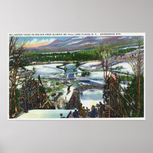 Ski Jumper gaat van de Olympische Ski Hill af Poster (Voorkant)