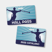 Ski Jumper Teacher Hall Pass Badge (Voor- en achterkant)