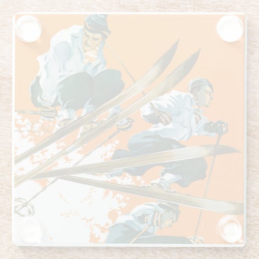 Ski Jumpers door Ski Weld Glazen Onderzetter (Achterkant)