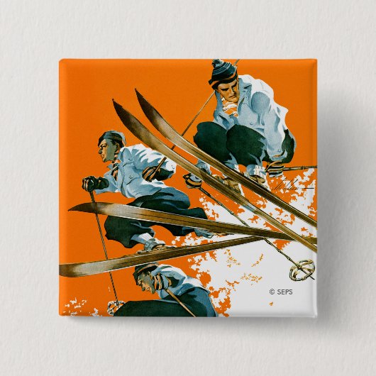 Ski Jumpers door Ski Weld Vierkante Button 5,1 Cm (Voorkant)