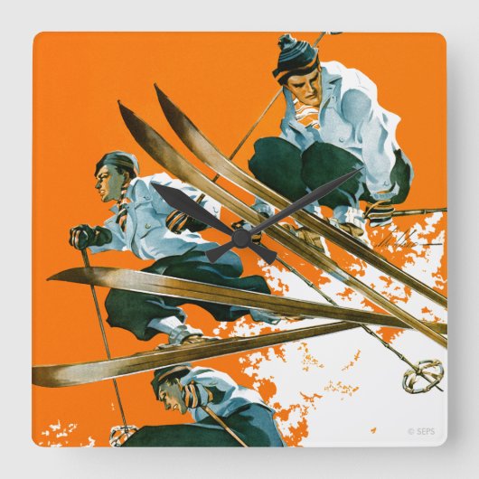 Ski Jumpers door Ski Weld Vierkante Klok (Voorkant)