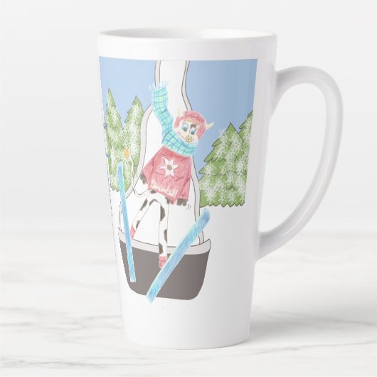Ski Jumping Cow met Quote Latte Mok (Rechts)