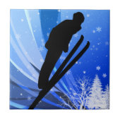 Ski Jumping in de sneeuw Tegeltje (Voorkant)