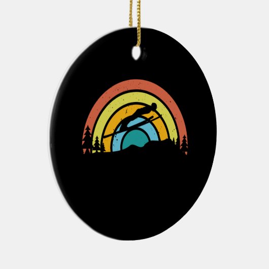 Ski Jumping Retro Keramisch Ornament (Rechts)