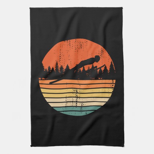 Ski Jumping Retro Ski Jumper Gift Theedoek (Verticaal)