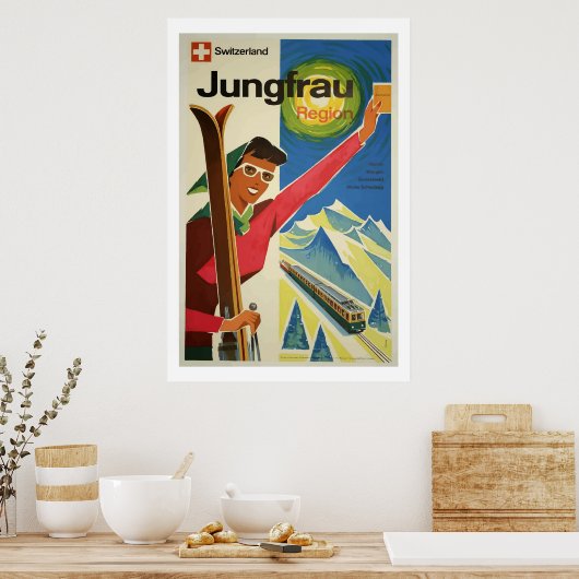  Ski Jungfrau Zwitserland Reisposter Art Poster (Keuken)