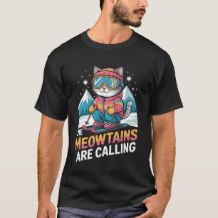 Ski Kat De Meowtains Roepen Skiloper Grappig Skiën T-shirt