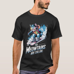 Ski Kat De Meowtains Roepen Skiloper Grappig Skii T-shirt