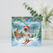 Ski Kerstmis voor Cat Santa Claus Siamese Cat fan Feestdagenkaart (Staand voorkant)