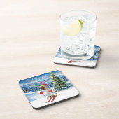 Ski Kerstmis voor Santa Siamese Cat Lovers Snowy Bier Onderzetter (Rechterzijde)