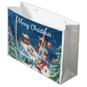 Ski Kerstmis voor Santa Siamese Cat Lovers Snowy Groot Cadeauzakje (Voorkant Gekanteld)