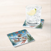 Ski Kerstmis voor Santa Siamese Cat Lovers Snowy Kartonnen Onderzetters (Insitu)