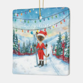 Ski Kerstmis voor Santa Siamese Cat Lovers Snowy Keramisch Ornament (Links)
