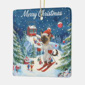Ski Kerstmis voor Santa Siamese Cat Lovers Snowy Keramisch Ornament (Links)