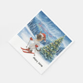 Ski Kerstmis voor Santa Siamese Cat Lovers Snowy Servet (Hoek)