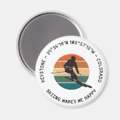 Ski Keystone, Colorado - Man skiër, zwarte tekst Magneet (Voorkant / Achterkant)