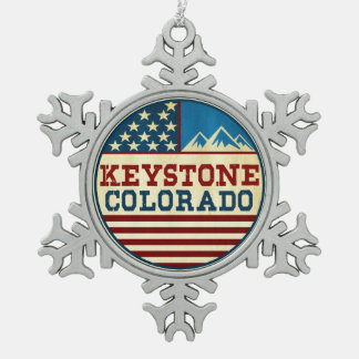 Ski Keystone Colorado Skiing Tin Sneeuwvlok Ornament
