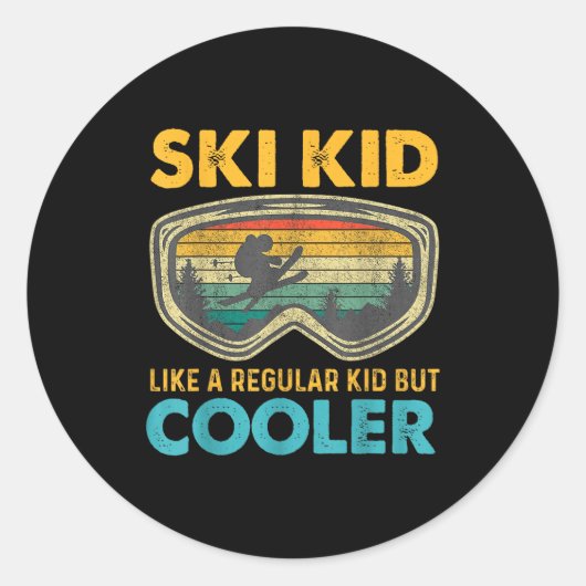 Ski Kid Like A Regular Kid But Cooler Skiing Lover Ronde Sticker (Voorkant)