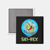 Ski Kids Ski-rex Grappige Dino Peuter Grappig Magneet (Voorkant / Achterkant)