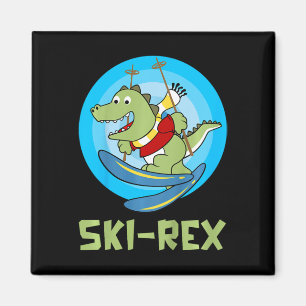 Ski Kids Ski-rex Grappige Dino Peuter Grappig  Magneet