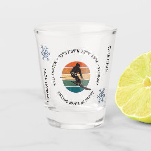 Ski Killington, Vermont - Man skiër, zwarte tekst Shot Glas