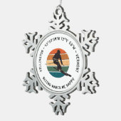 Ski Killington, Vermont - Man skiër, zwarte tekst Tin Sneeuwvlok Ornament (Rechts)