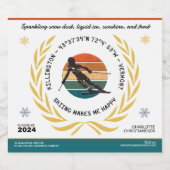 Ski Killington, Vermont - Vrouwe skiër, zwarte tek Sparkling Wijnetiket (Enkel label)