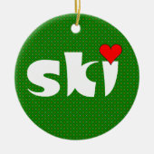 Ski klein hart keramisch ornament (Voorkant)