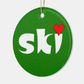 Ski klein hart keramisch ornament (Links)
