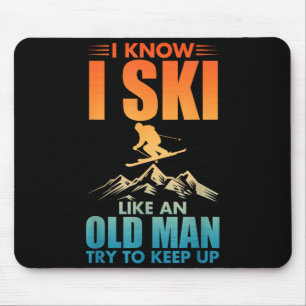 Ski-kunst voor opa mannen skiën nordic skiër skiën muismat