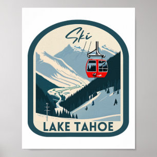 Ski Lake Tahoe Retro stijl Lake Tahoe Skii Poster