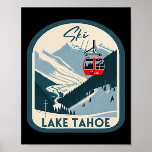 Ski Lake Tahoe Retro Vintage Stijl Lake Tahoe Skii Poster