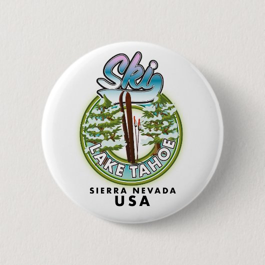 Ski Lake Tahoe Sierra Nevada Verenigde Staten Ronde Button 5,7 Cm (Voorkant)