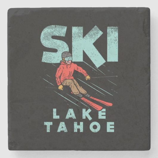 Ski Lake Tahoe Stenen Onderzetter (Voorkant)
