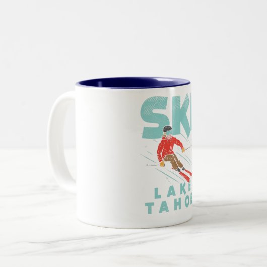 Ski Lake Tahoe Tweekleurige Koffiemok (Voorkant links)