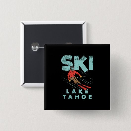 Ski Lake Tahoe Vierkante Button 5,1 Cm (Voorkant /achterkant)