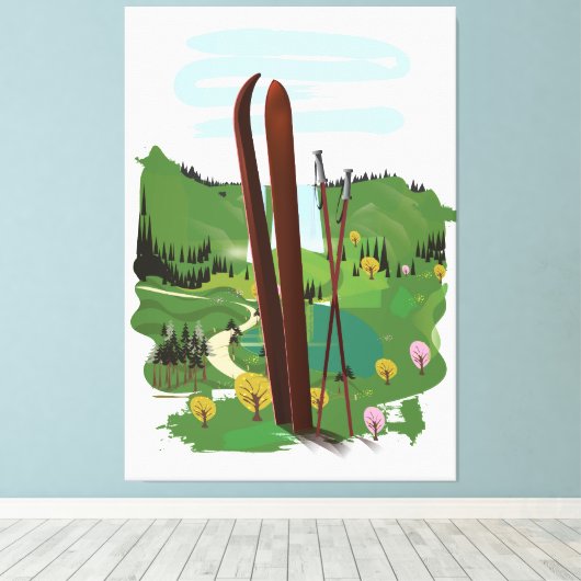Ski-landschap Canvas Afdruk (Insitu (Houten vloer))