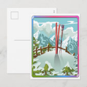 Ski landschap cartoon feestdagenkaart (Voorkant / Achterkant)